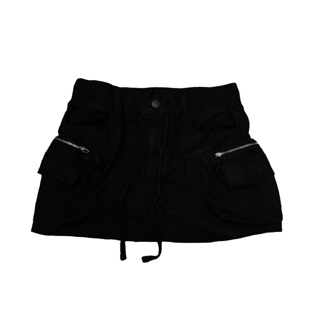 Black Cargo Mini Skirt